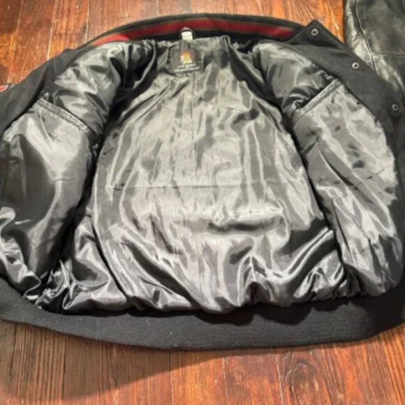 VTG North American Hunting Club Jacket Mens L Black Leather Wool Life Members - Picture 11 of 16